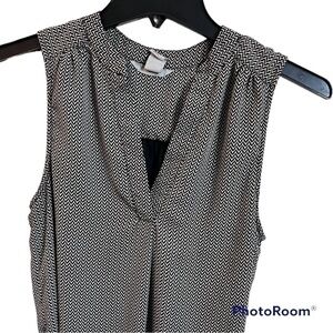 𝅺H & M Lined Black & White Chevron Shirt Dress sz 2